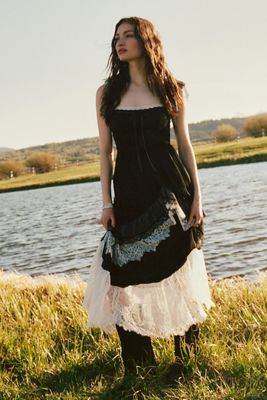 anthropologie black lace dress Buy Anthropologie Black Lace Trim Satin Midi Dress from Next USA