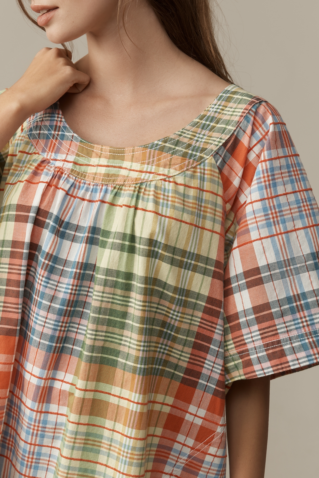 Pilcro Denim Square-Neck Mini Swing Dress