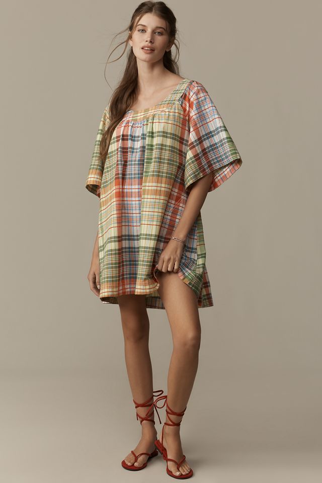 Pilcro Denim Square-Neck Mini Swing Dress | Anthropologie