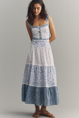 By Anthropologie Printed Pintuck Sleeveless Dress