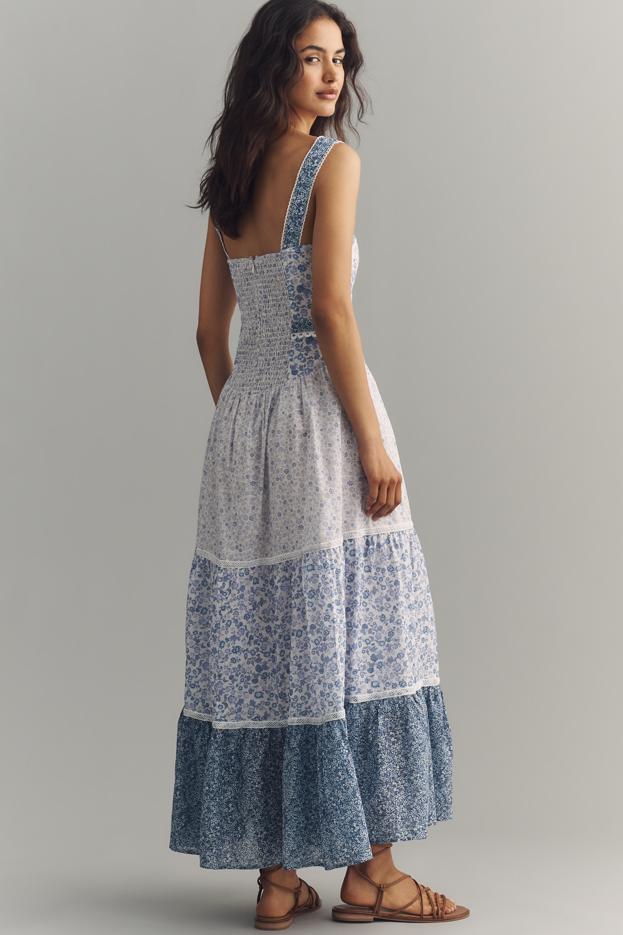 By Anthropologie Printed Pintuck Sleeveless Dress