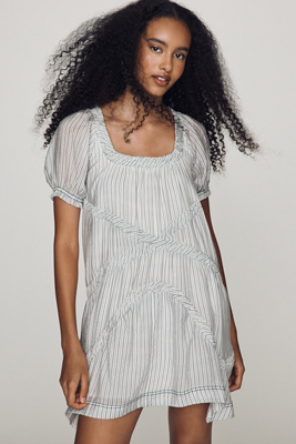 Pilcro Textured Puff-Sleeve Mini Dress | Anthropologie