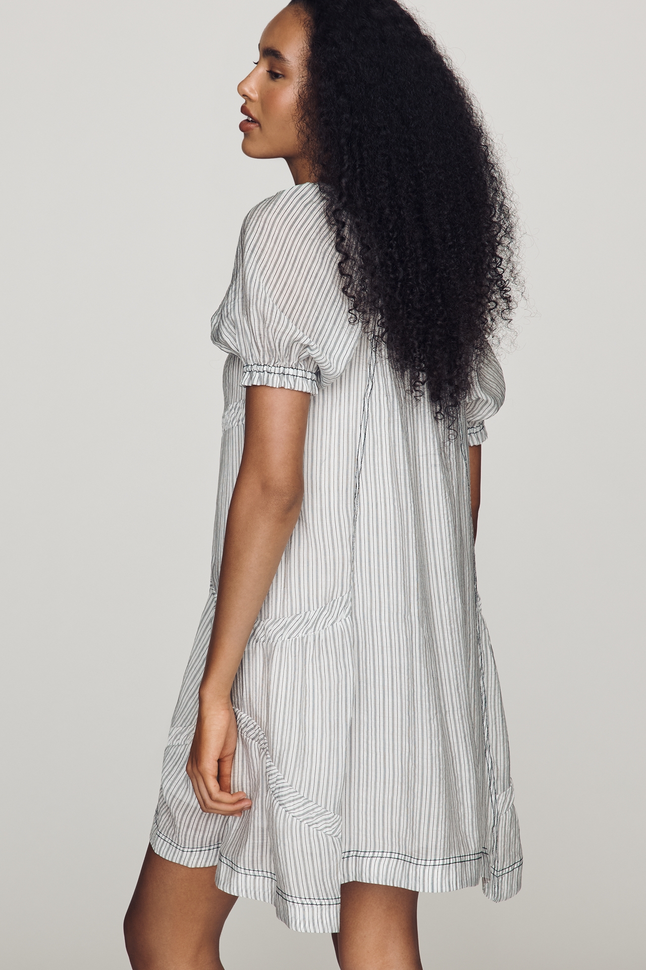 Pilcro Textured Puff-Sleeve Mini Dress