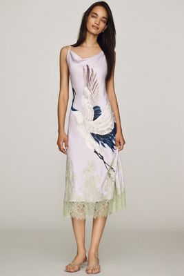 Maeve Cowl-Neck Lace Trim Sleeveless Midi Dress
