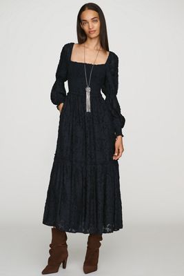 By Anthropologie Gestuftes Midikleid mit Puffärmeln