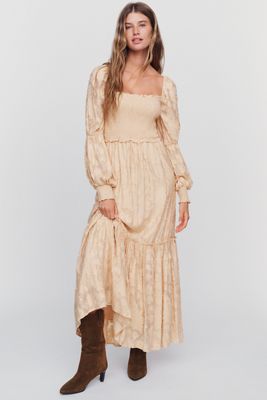 By Anthropologie Tiered Puff Sleeve Midi Dress
