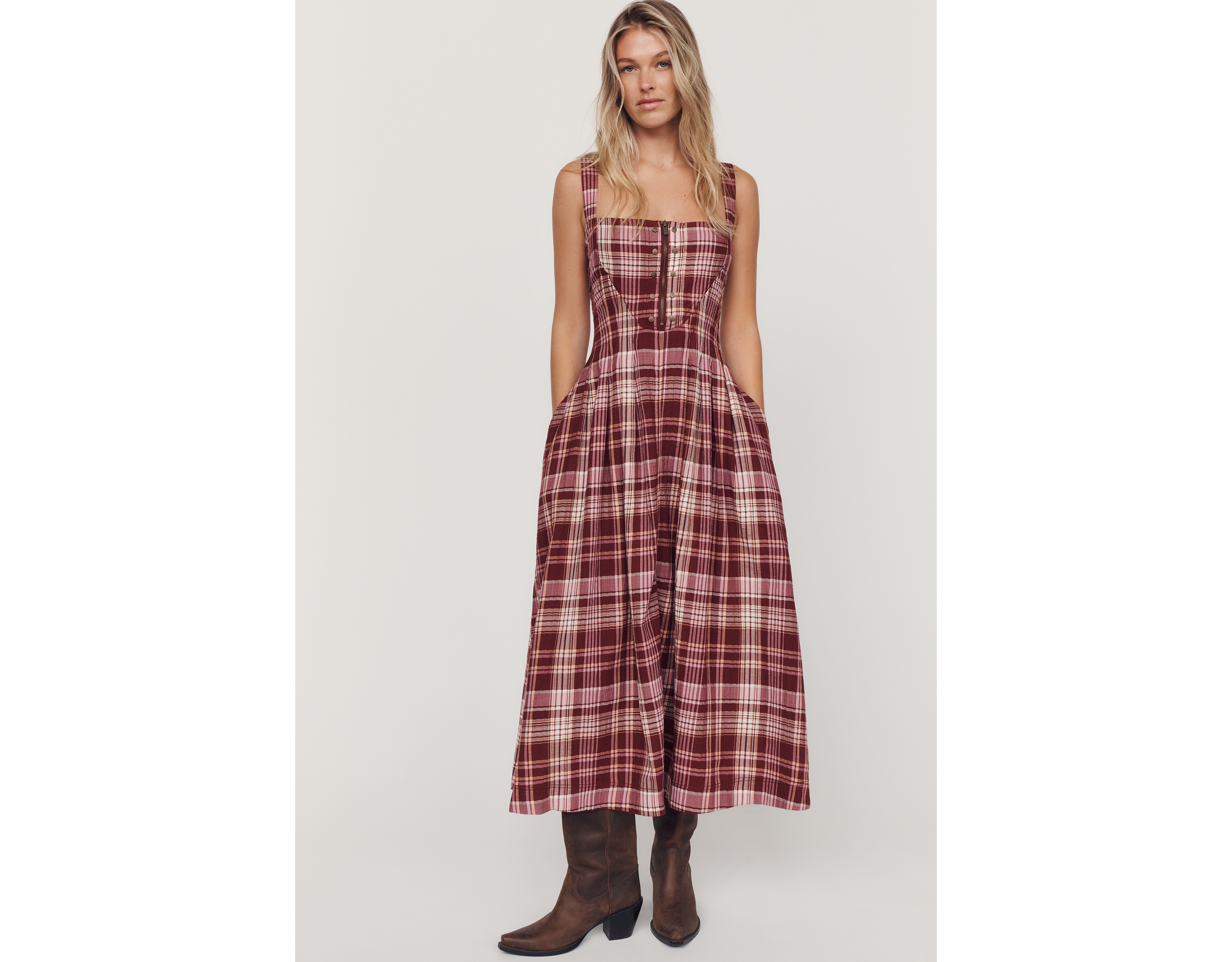 Pilcro Square-Neck Midi Dress
