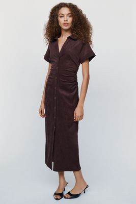 Pilcro Greer Faux Suede Midi Shirtdress