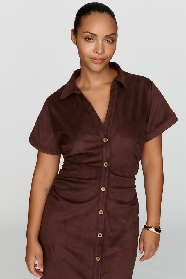 Pilcro Greer Faux Suede Midi Shirtdress #5