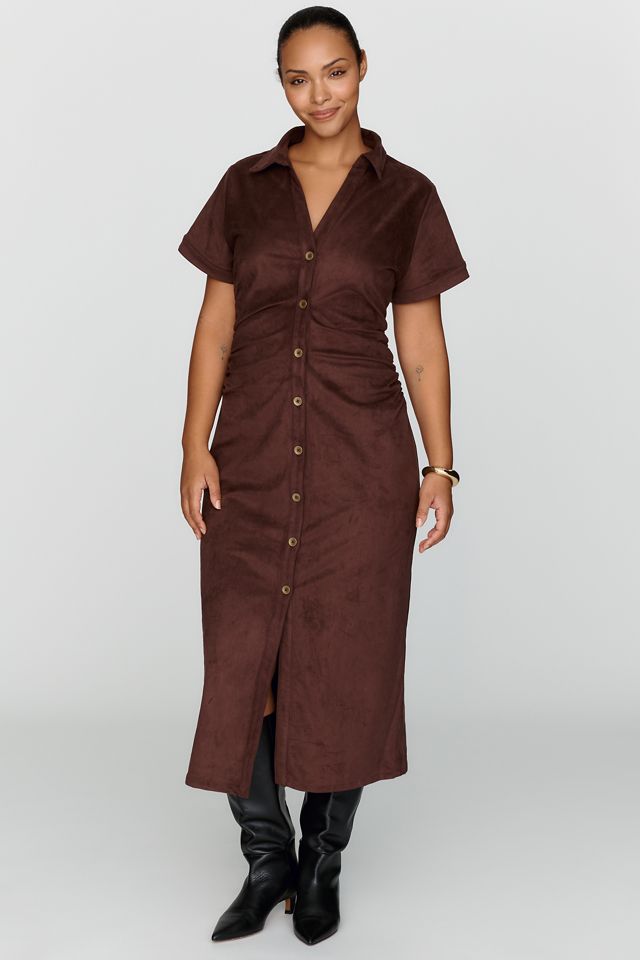 Pilcro Greer Faux Suede Midi Shirtdress #4