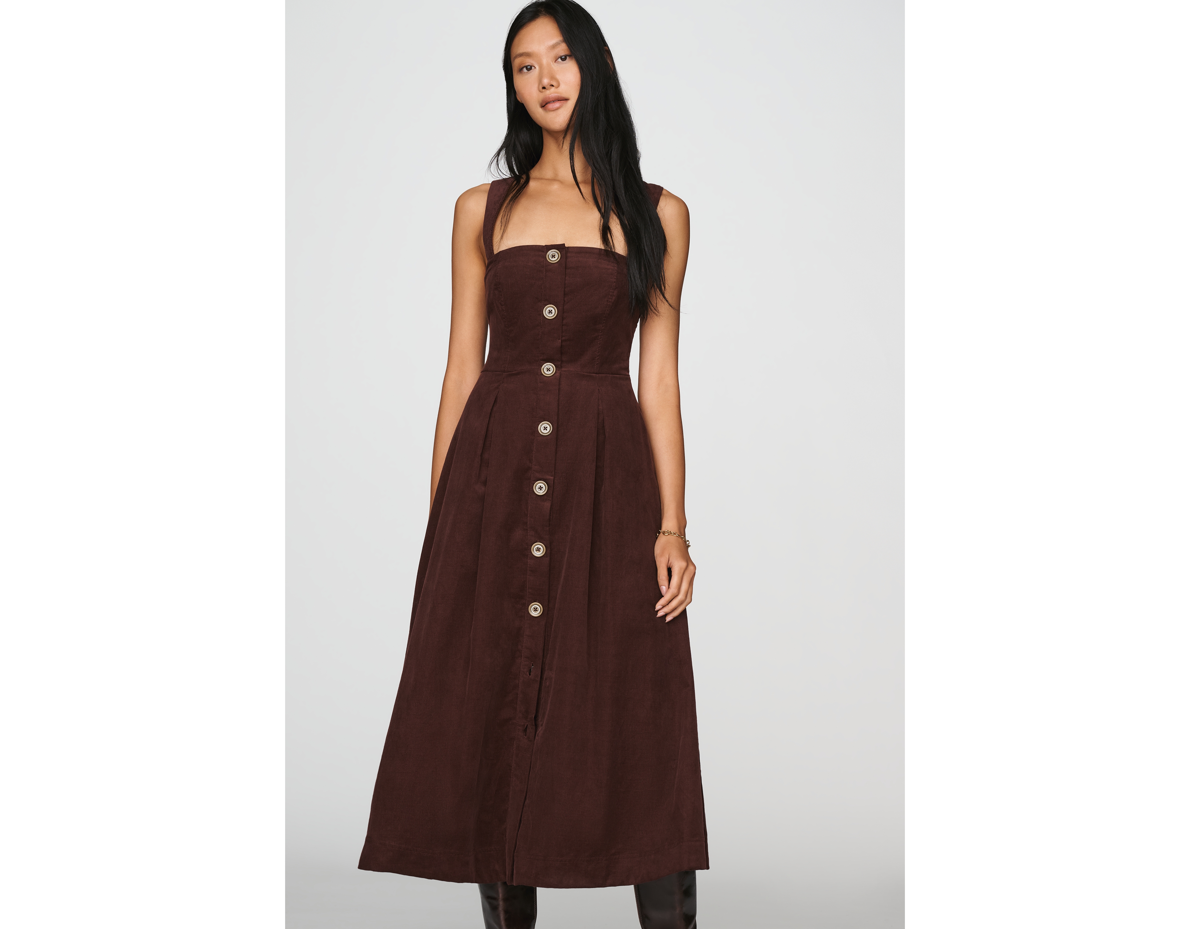Maeve 100% Cotton Corduroy Midi Dress