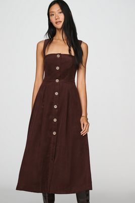 Vestido Midi de Pana 100% Algodón con Botones Frontales Maeve