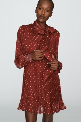 Maeve Caroline Chiffon Plissé Mini Dress