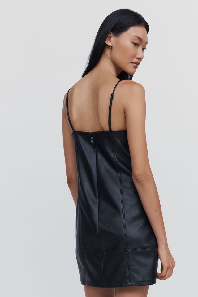 By Anthropologie Faux Leather Shift Dress #3