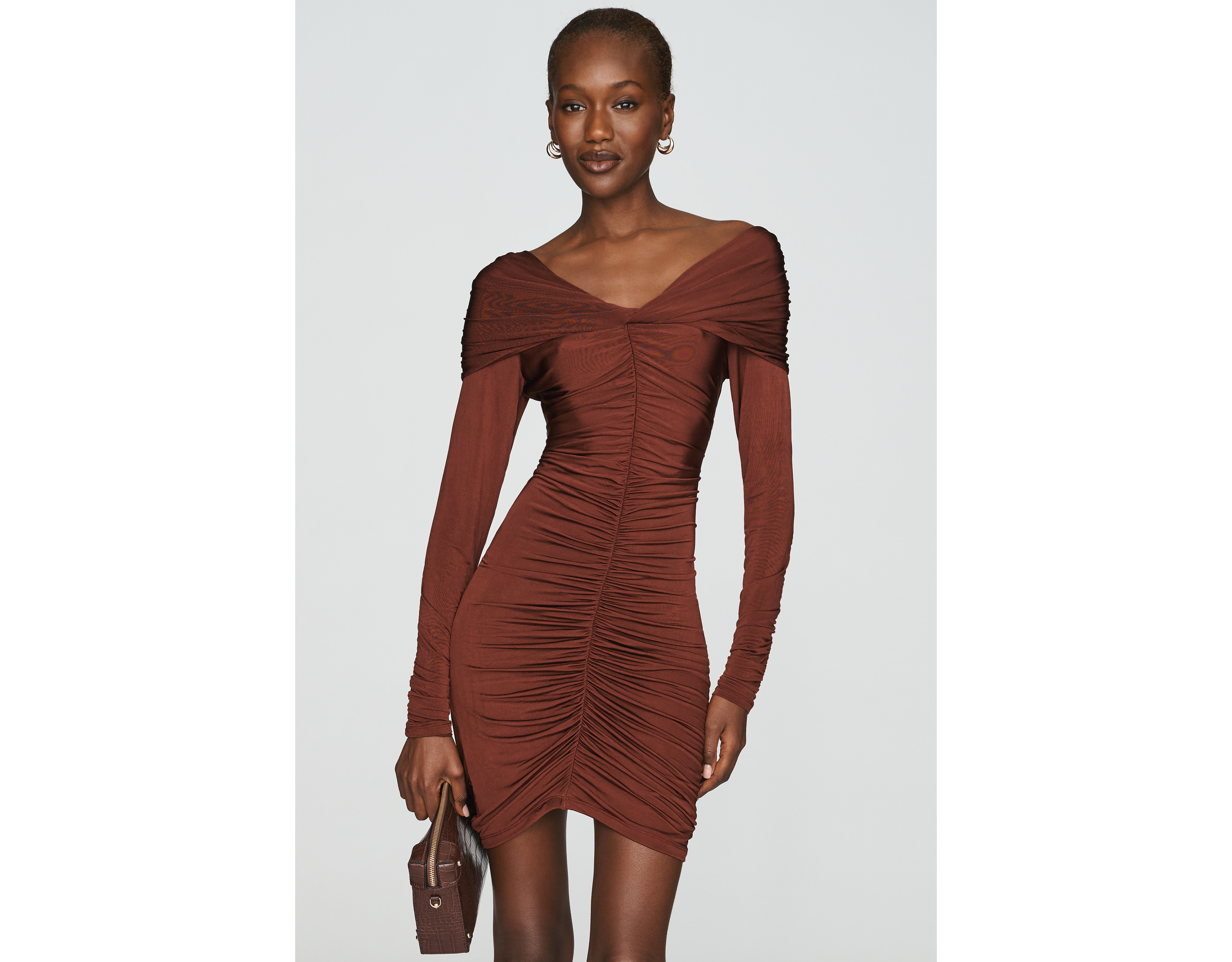 Maeve Ruched Mini Dress