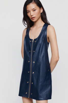 Pilcro Faux Leather Studded Mini Dress | Anthropologie