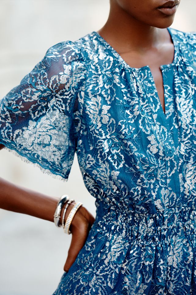 By Anthropologie Somerset Metallic Lace Maxi Dress #2