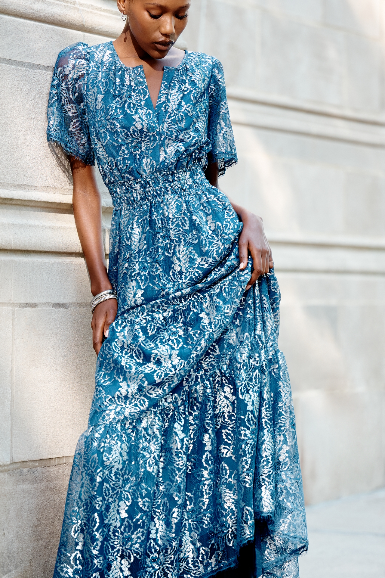 Somerset Metallic Lace Maxi Dress