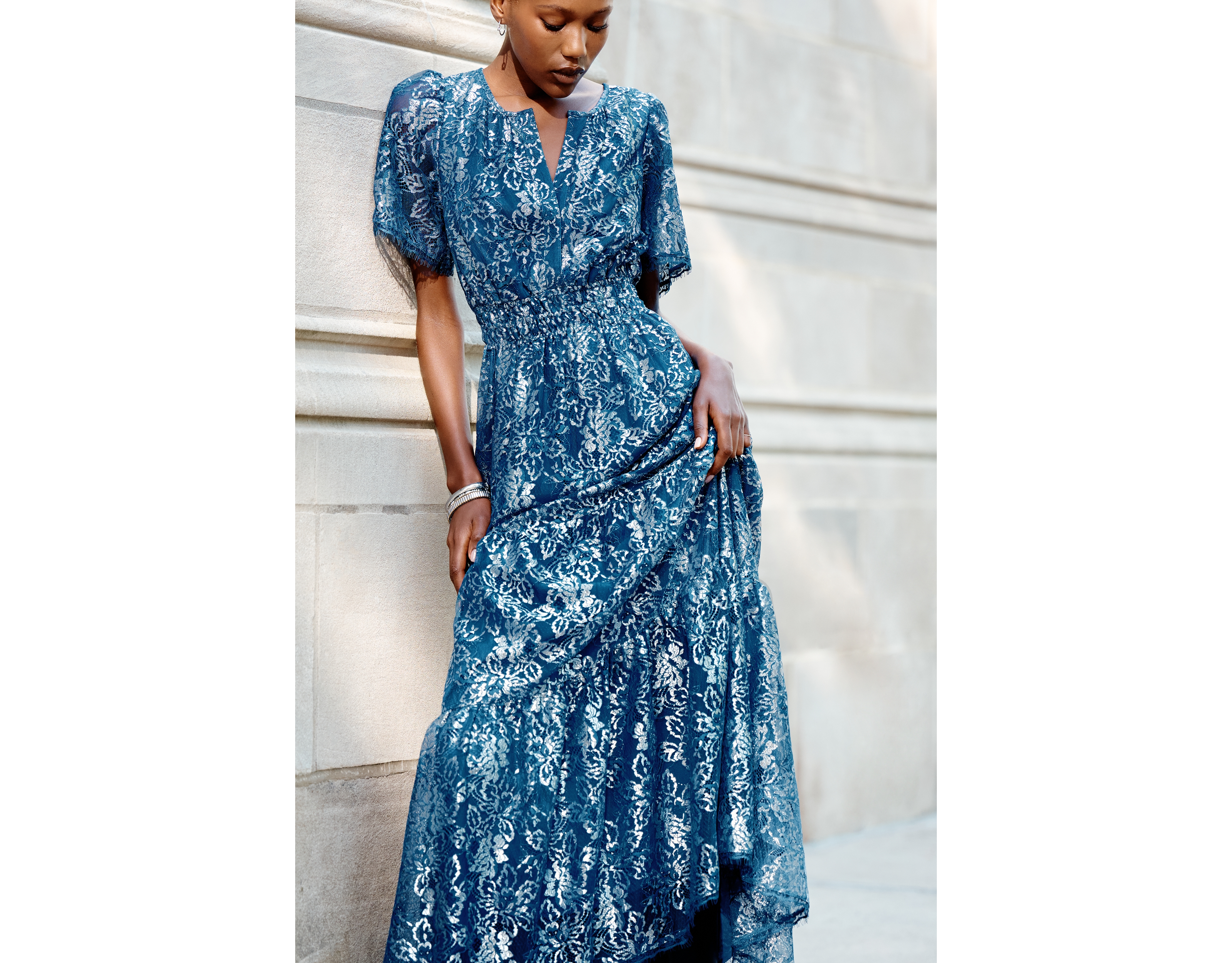 Somerset Metallic Lace Maxi Dress