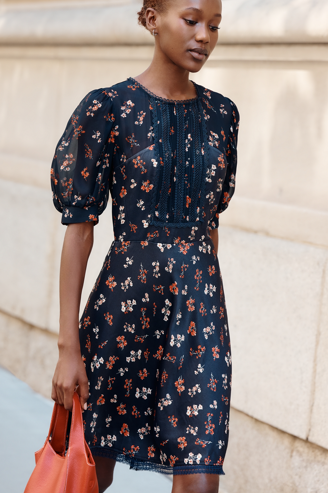 By Anthropologie Puff-Sleeve Mini Dress