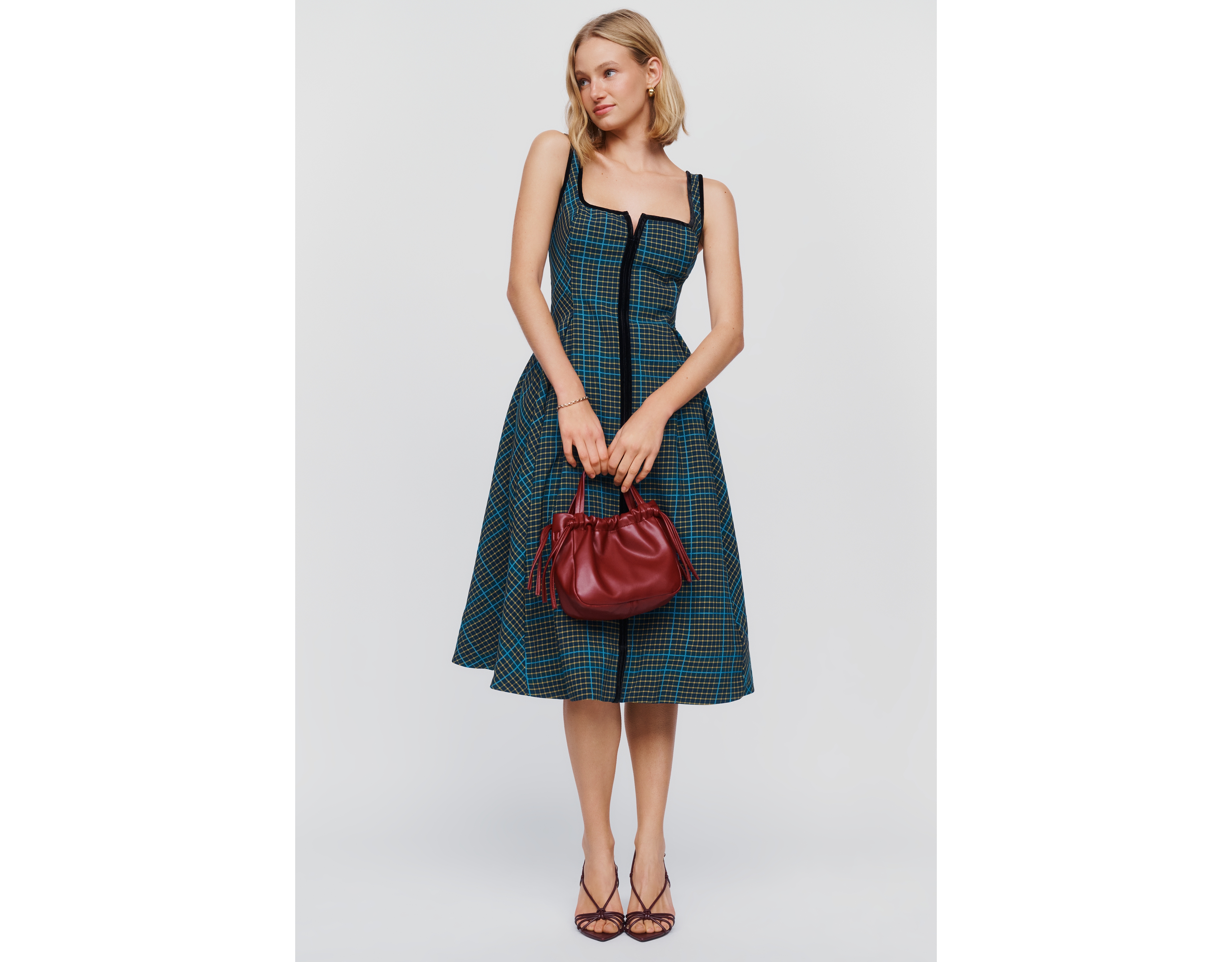Maeve Arlette Plaid Midi Dress