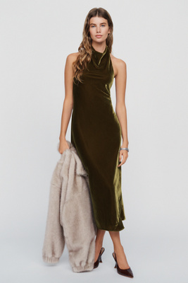 Maeve Jamie Velvet Midi Slip Dress by Anthropologie