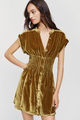 Pilcro Linden Velvet Waisted Mini Dress