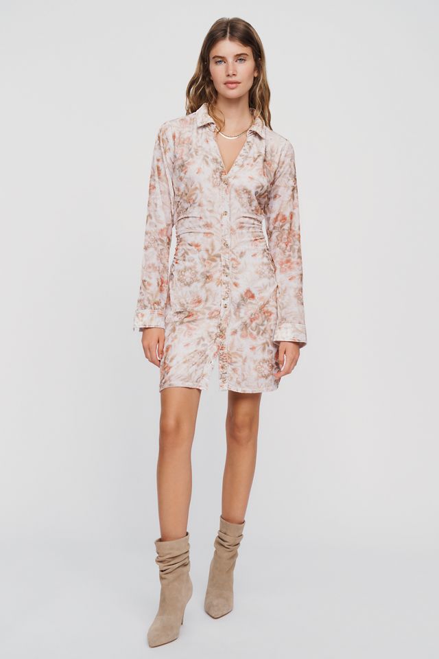 Pilcro Greer Floral Velvet Ruched Shirtdress #1