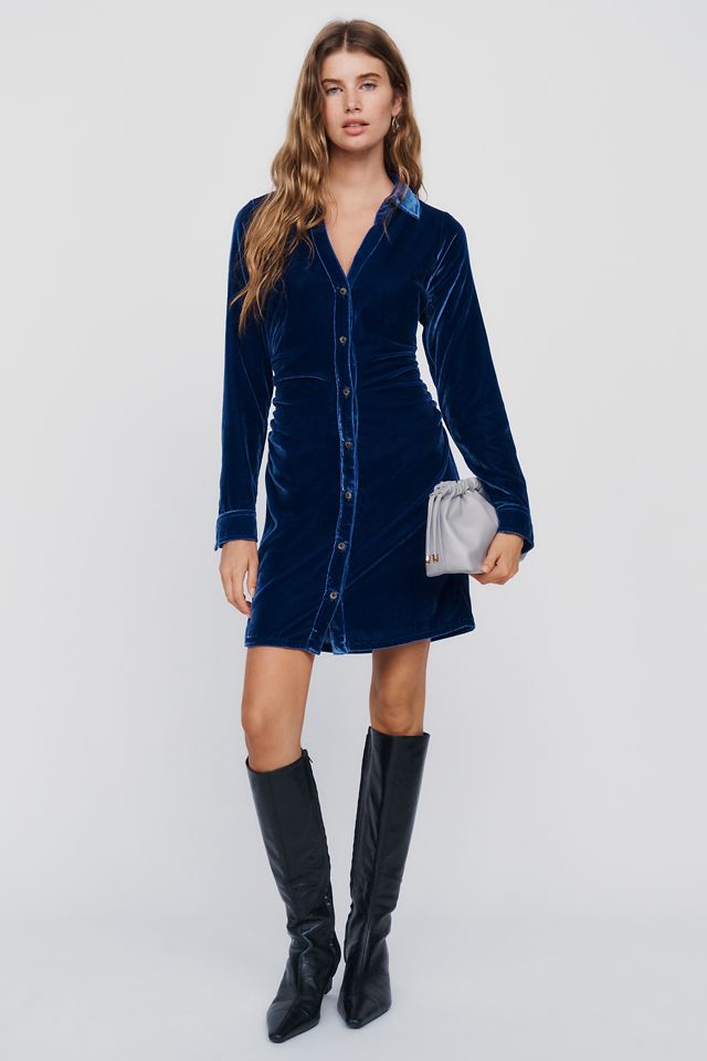 Pilcro Greer Velvet Ruched Shirtdress #2