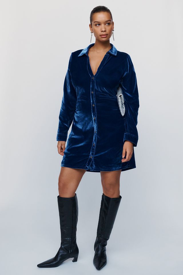 Pilcro Greer Velvet Ruched Shirtdress #5