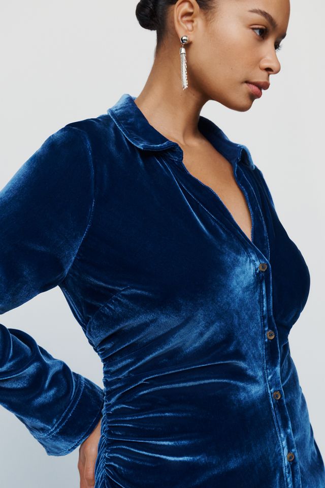 Pilcro Greer Velvet Ruched Shirtdress #6
