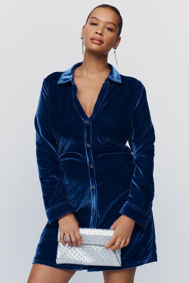 Pilcro Greer Velvet Ruched Shirtdress #4