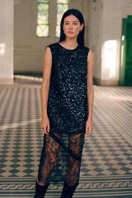 Maeve Sheer Lace Panel Dress