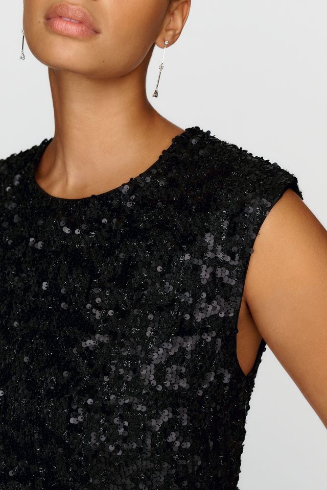 Robe midi Maeve à sequins avec panneau de dentelle transparente #6
