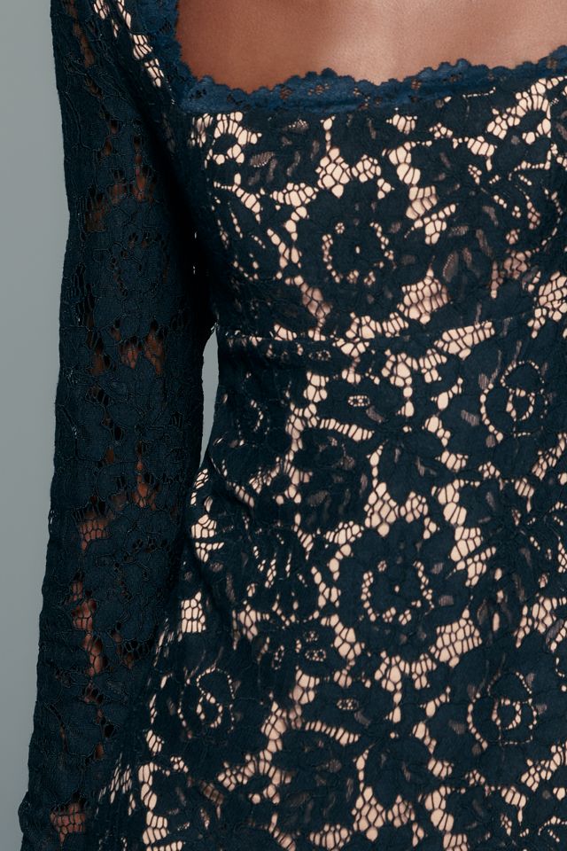 By Anthropologie Lace Square Neck Mini Dress #1