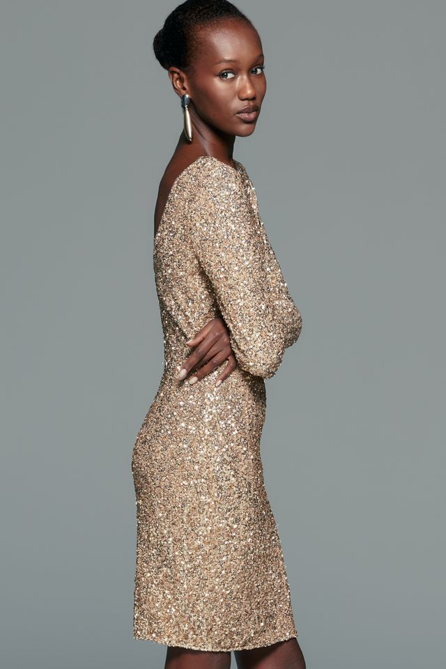 Mini Abito in Maglia con Paillettes Metalliche Maeve #1