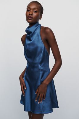 By Anthropologie High Neck Cowl Mini Dress