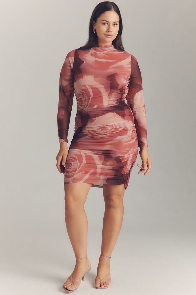 The Maya Long-Sleeve Ruched Cowl-Neck Mini Dress #6