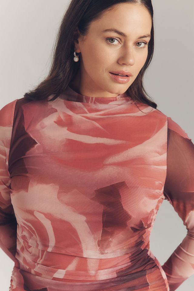 The Maya Long-Sleeve Ruched Cowl-Neck Mini Dress #7