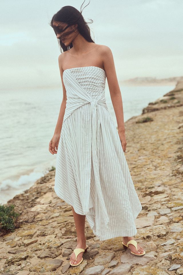 By Anthropologie Strapless Hanky-Hem Midi Dress | Anthropologie