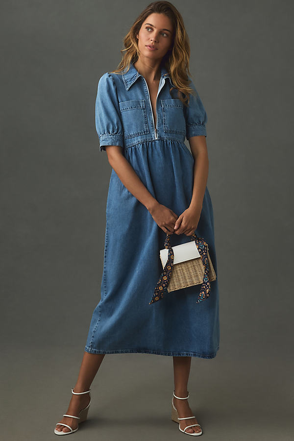 Aligne Gabriella Short-sleeve Midi Dress In Blue