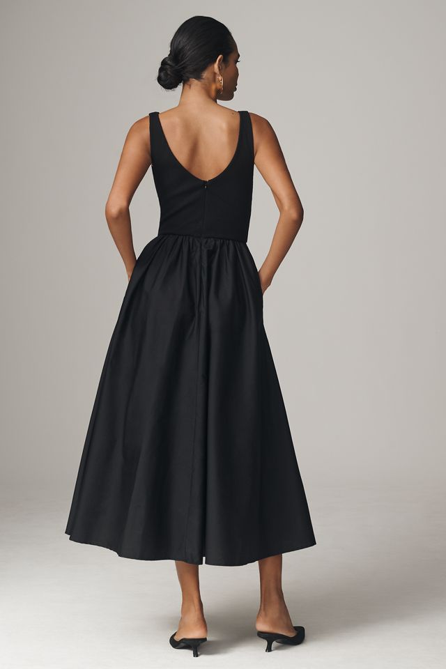 ESTHÉ Sleeveless Sweetheart Ribbed Poplin Midi Dress #1