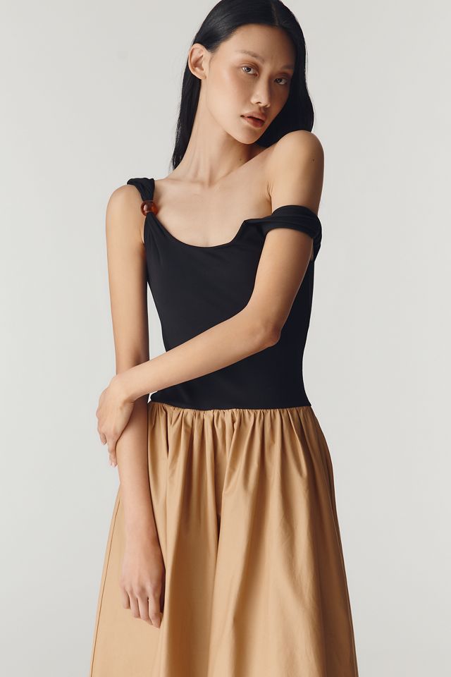 ESTHE Asymmetric Twofer Midi Dress #1