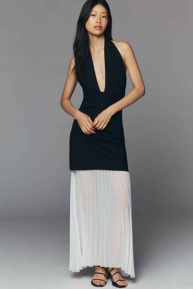 halter v neck dress Alicia Satin Halter Mini Dress