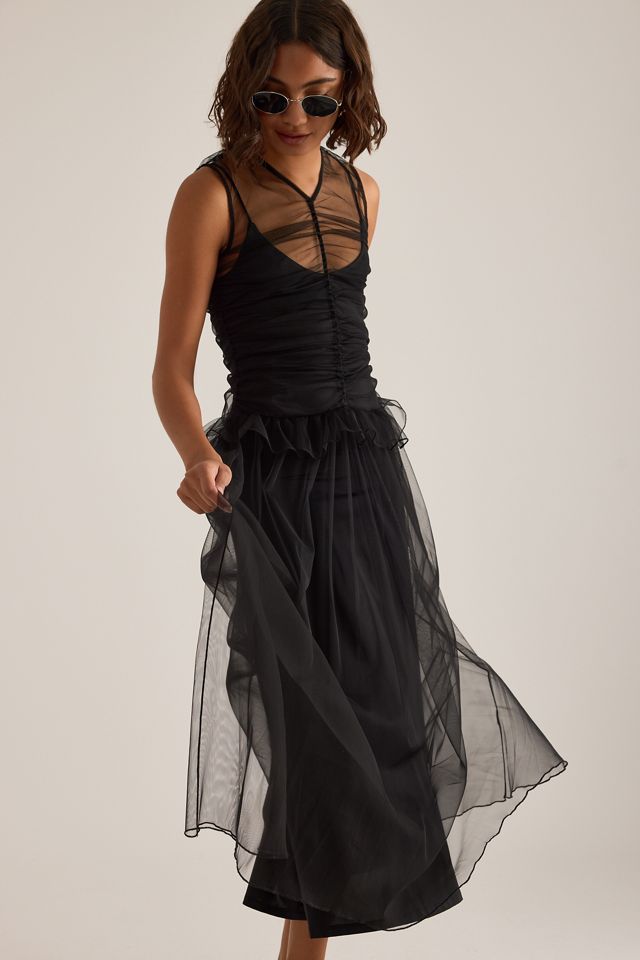 Robe midi transparente froncée ESTHE #2