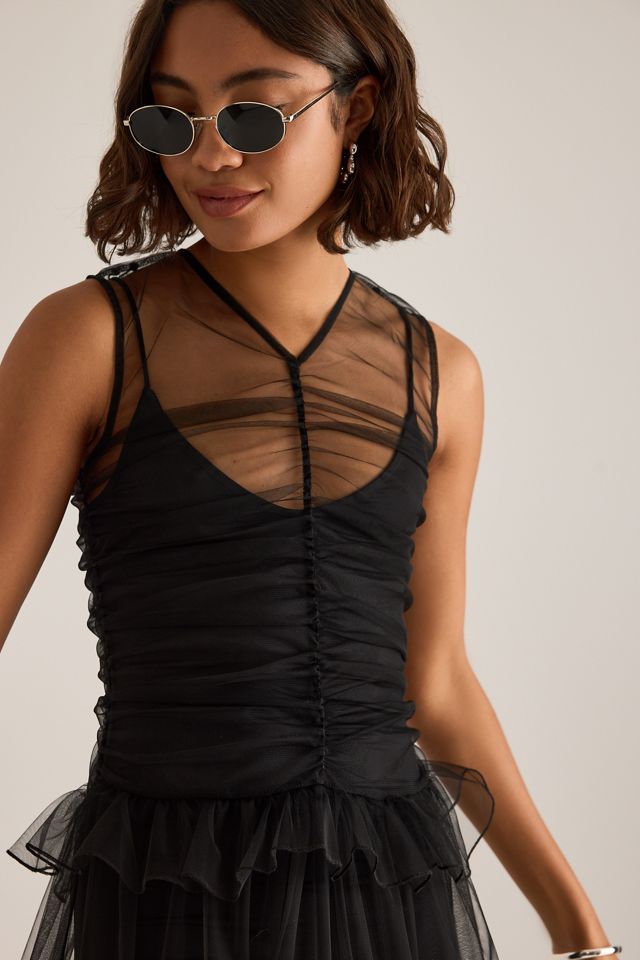 Robe midi transparente froncée ESTHE #3