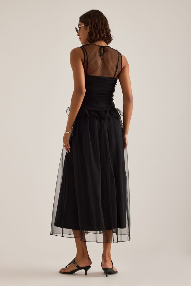 Robe midi transparente froncée ESTHE #4