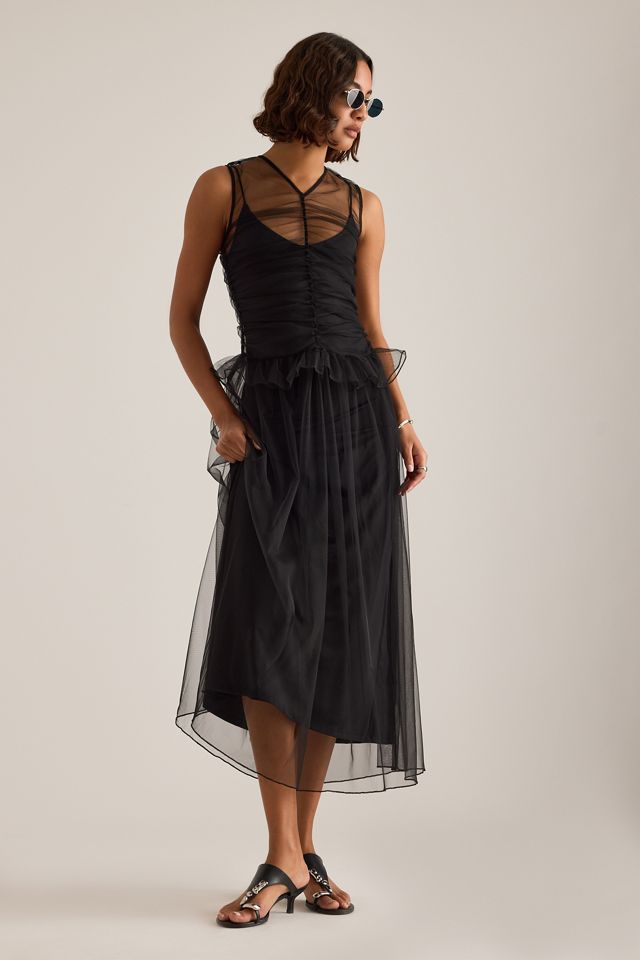 Robe midi transparente froncée ESTHE #1