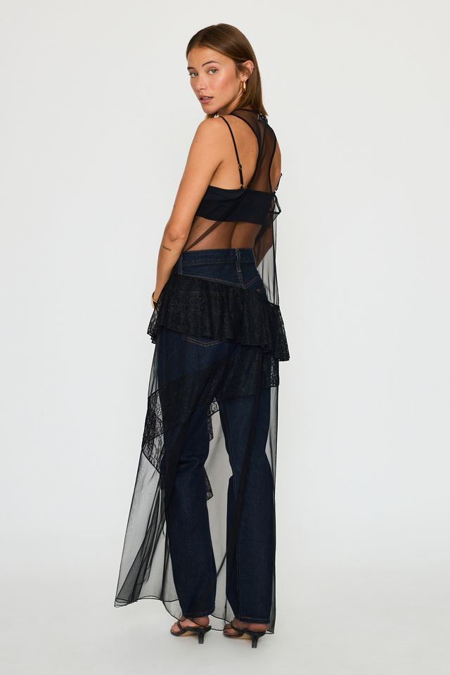 ESTHE Sheer Lace Tulle Midi Dress #5