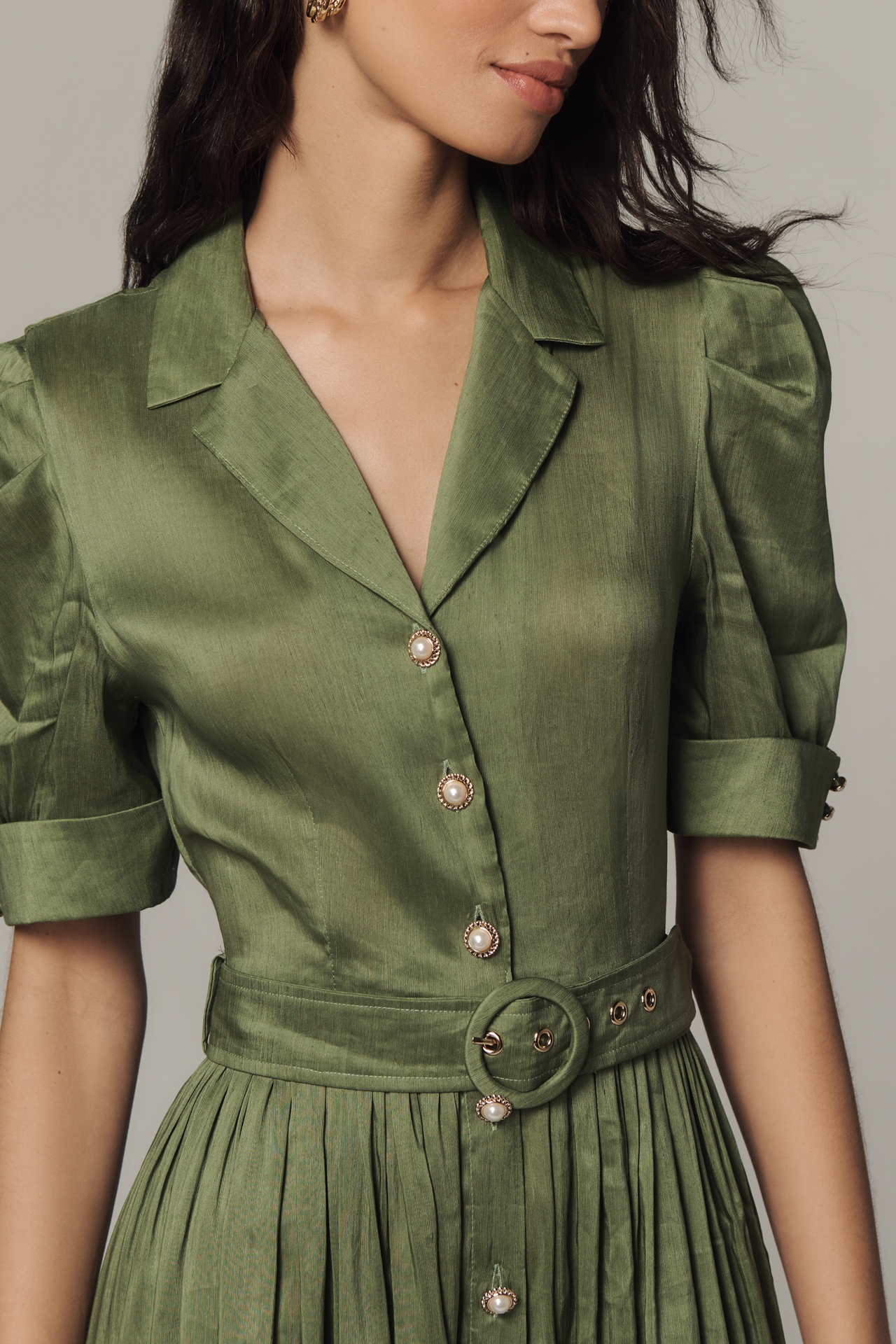 Aqua Blu Eloise Linen Silk Midi Dress